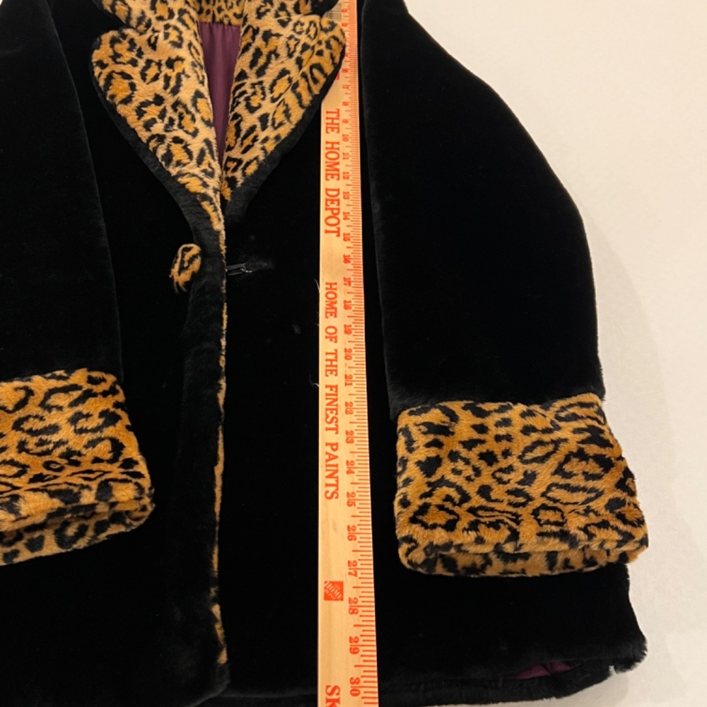 Betmar New York Coat Made In USA Vintage Faux Fur Animal Print Black--Size M - Picture 10 of 13